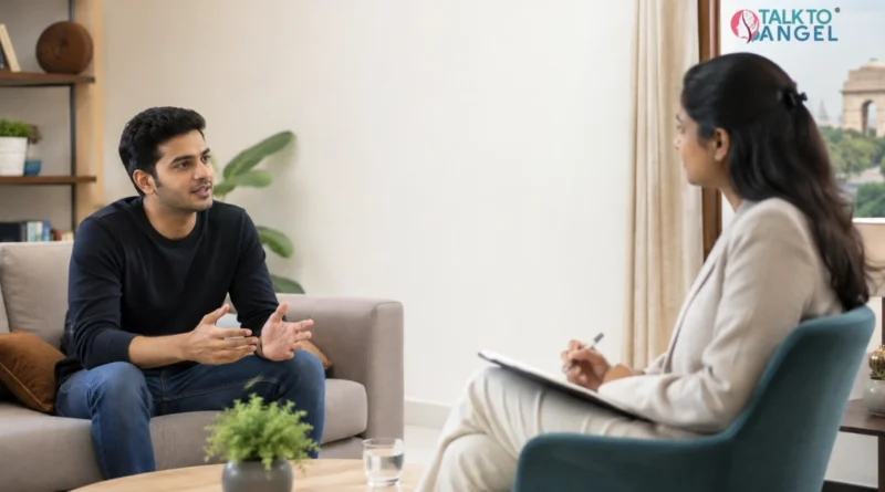 Anxiety treatment in Delhi with a therapist supporting a client