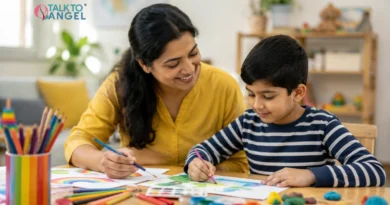 Parent and autistic child connecting through creative art therapy activities