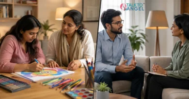 Art therapy vs talk therapy showing two approaches to emotional healing and mental health support.