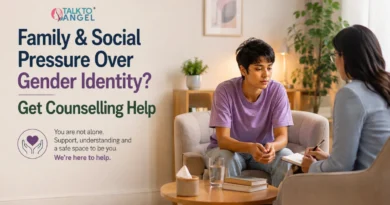 Person receiving counselling support to cope with family and social pressure related to gender identity.