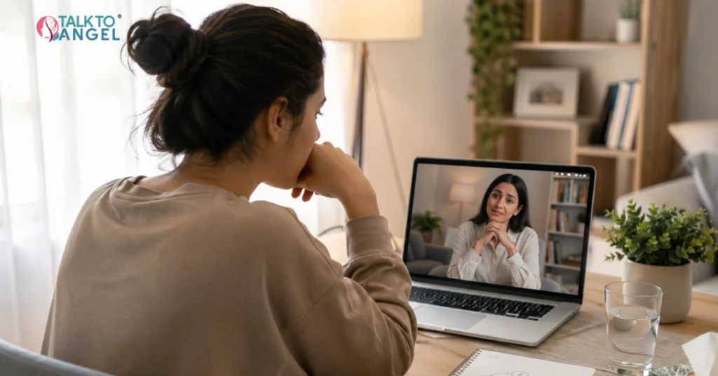 Person consulting an OCD therapist online for professional mental health support