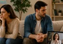 Couple struggling with communication during an online therapy session