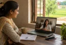 Person in a rural area accessing online depression therapy through a laptop from home.
