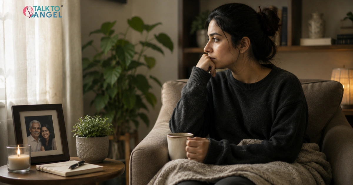 Person finding comfort and healing after the loss of a family member
