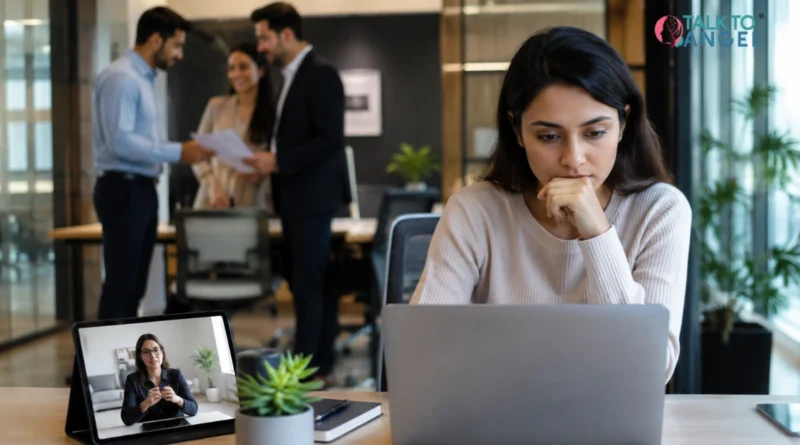 Person struggling with low self-esteem and career self-doubt during work
