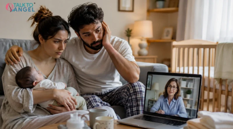 New parents managing stress and newborn care with online counselling support