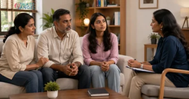 Family discussing therapy together to improve communication, trust, and emotional connection.