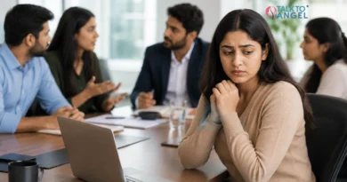 Young professional feeling anxious during a work meeting due to social anxiety