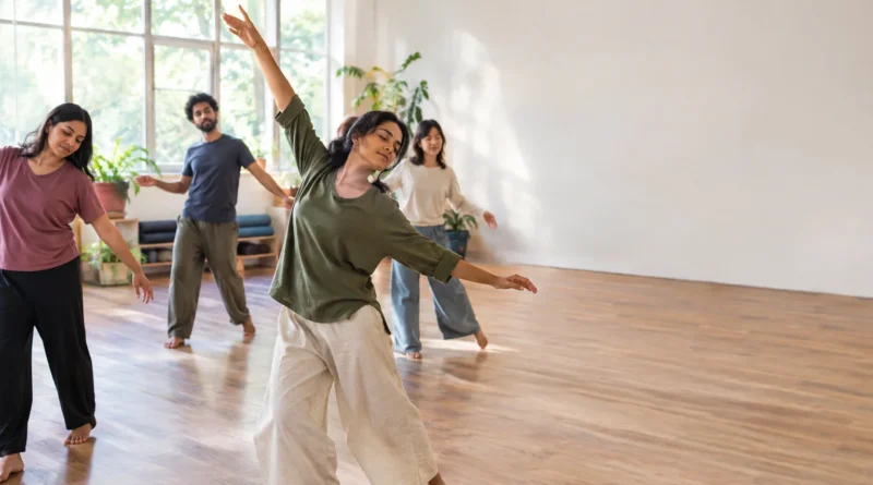 Dance therapy session showing movement-based emotional expression and mental health support