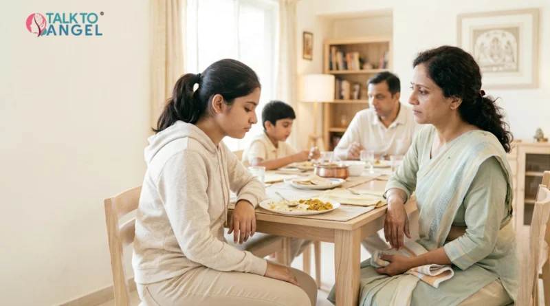 Parents noticing subtle eating disorders signs in a teenager