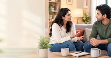 Couple calmly discussing relationship expectations to prevent misunderstandings and future conflict