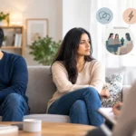 Couple experiencing relationship difficulties and considering marriage counselling for support.