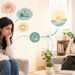 Person talking with a therapist about suicidal Behavior and emotional distress during a counselling session