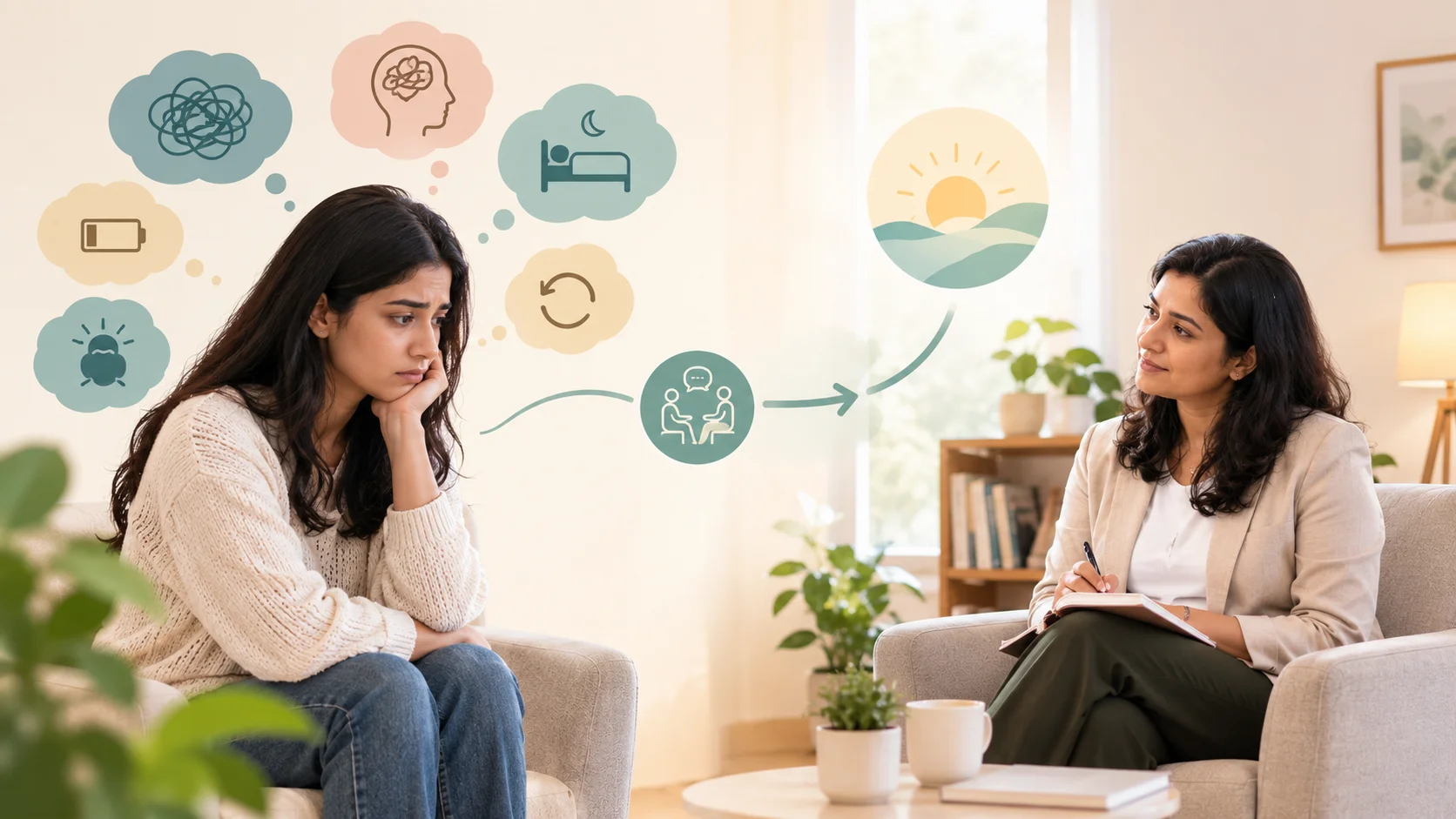 Person talking with a therapist about suicidal Behavior and emotional distress during a counselling session