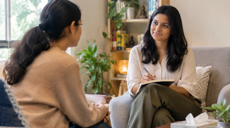 MBCT session helping a person manage anxiety through mindfulness and cognitive behavioural techniques.
